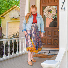 Load image into Gallery viewer, Sari Wrap Skirt: Cool Tones / Maxi / 08-20