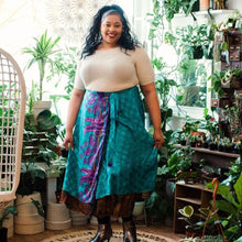 Load image into Gallery viewer, Sari Wrap Skirt: Cool Tones / Maxi / 08-20
