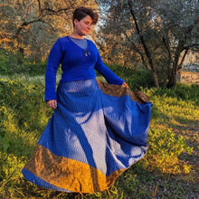 Load image into Gallery viewer, Sari Wrap Skirt: Cool Tones / Maxi / 08-20