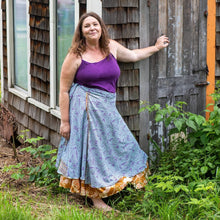 Load image into Gallery viewer, Sari Wrap Skirt: Cool Tones / Maxi / 08-20