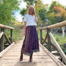 Load image into Gallery viewer, Sari Wrap Skirt: Cool Tones / Maxi / 08-20
