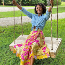 Load image into Gallery viewer, Sari Wrap Skirt: Cool Tones / Maxi / 08-20
