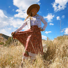 Load image into Gallery viewer, Sari Wrap Skirt: Cool Tones / Maxi / 08-20
